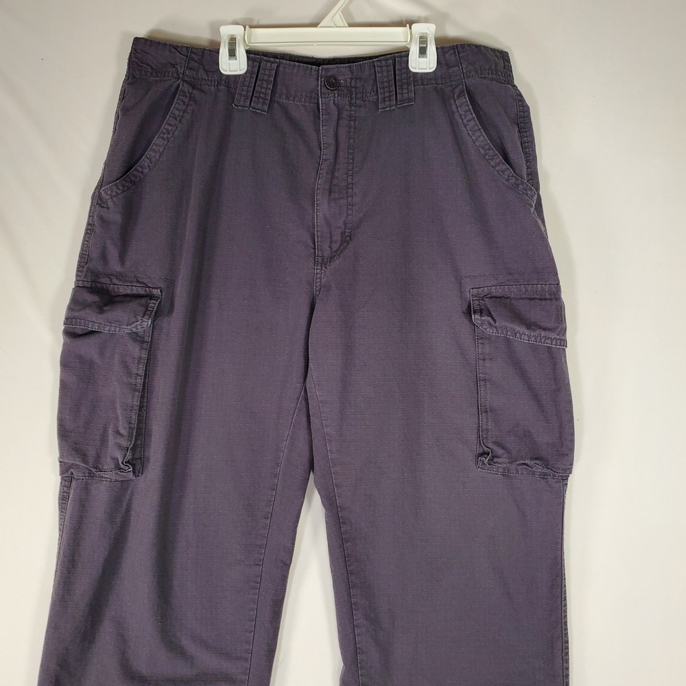 Beverly Hills Polo Club Men 36x30 Cargo Pants Purple Cotton Ripstop Straight Leg